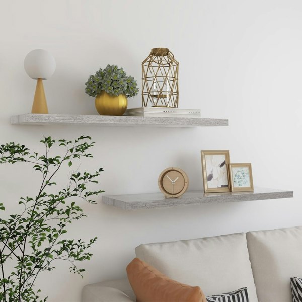 Berkfield Floating Wall Shelves 2 pcs Concrete Grey 90x23.5x3.8 cm MDF