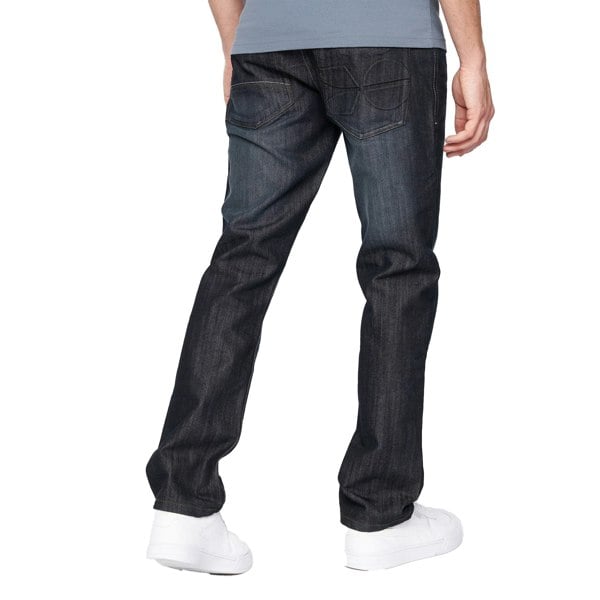 Crosshatch Mens New Techno Denim Embossed Jeans - Dark Wash