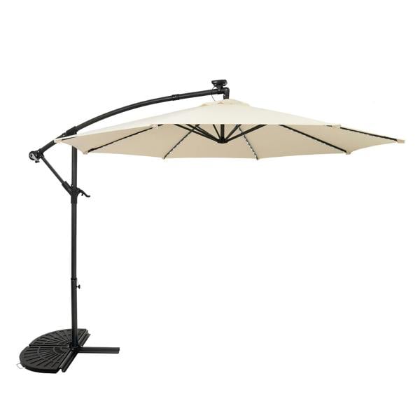 Jardi LED Cantilever Parasol 3m With Half Fan Base – Cream