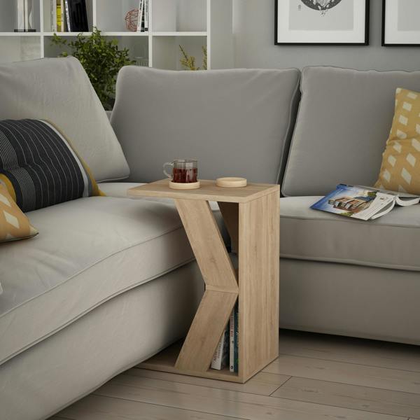 Decortie Naze Modern C-Shaped Side Table Multipurpose Sofa Table Height 57cm