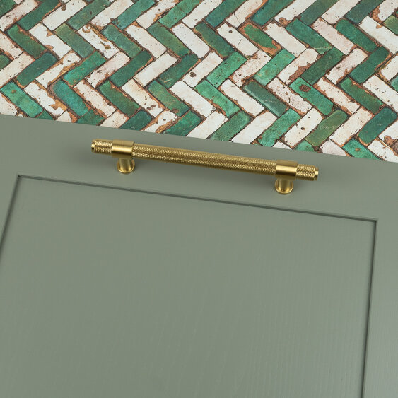 Handle & Home Satin Brass Knurled Handles with Clasp Detailing
