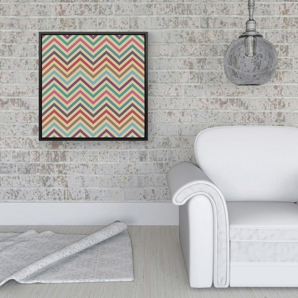 Warren Reed Geometric Vintage Colored Chevron Pattern Framed Canvas