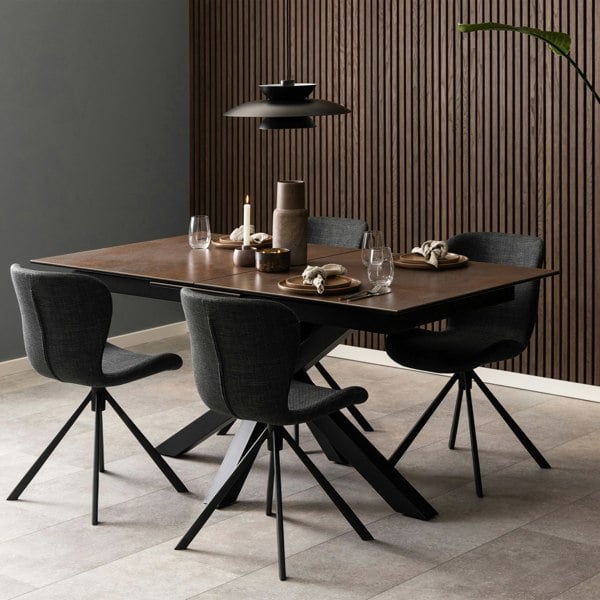 Furniture To Go Heaven Extendable Dining Table with Ceramic Rusty Brown Top 168cm