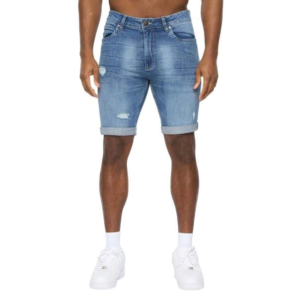 Crosshatch Mens Riptrey Denim Distressed Shorts - Blue - 