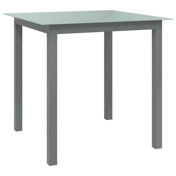 Berkfield Garden Table Light Grey 80x80x74 cm Aluminium and Glass