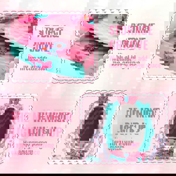 deAO Toys Princess Vanity Table Set with LED Lights & Sound – Kids Makeup Toy for Girls, Perfect Birthday Gift (Pink)