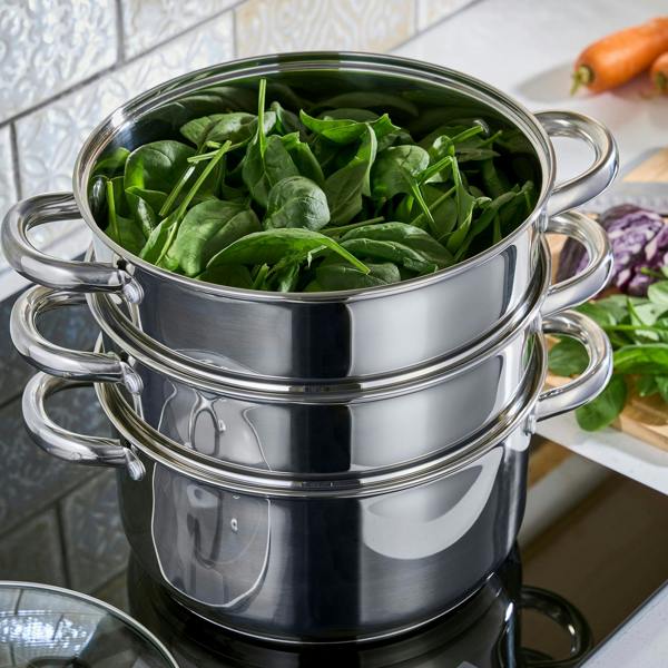 Cooks Professional 3 Tier Stainless Steel Steamer | 24cm