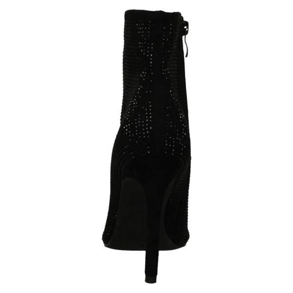 Spot On Ladies Diamante Covered High Heel Ankle Boots F51231