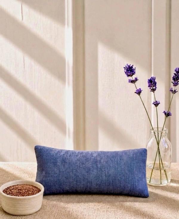 Plain Linen and Norfolk Lavender Eye Pillow - Blue