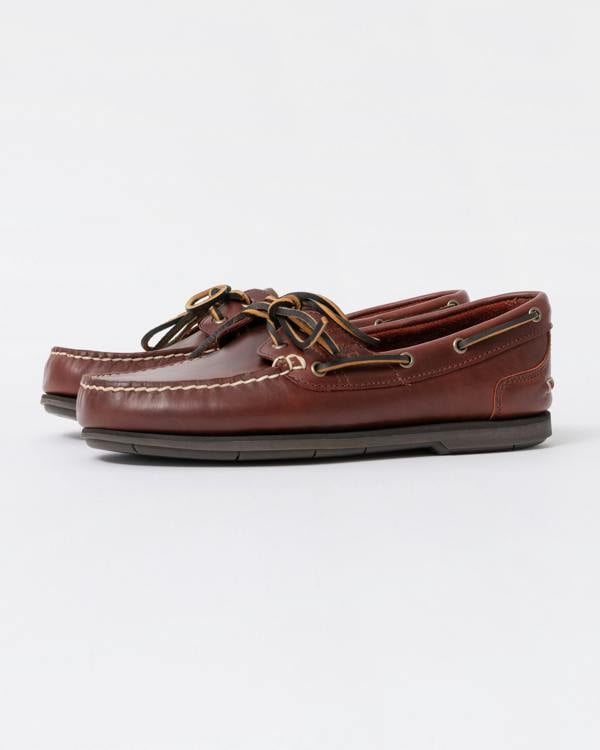 Timberland Mens Classic 2-Eye Leather Boat Shoe - Brown