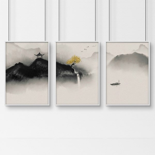 Japandi Art | set of 3 Bedroom wall art