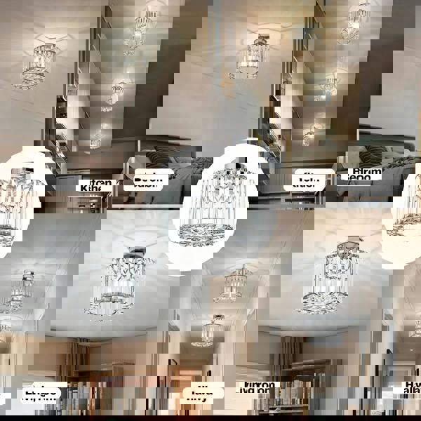 Emitto Crystal Ceiling Light Modern Chandelier Bedroom Hallway Pendant Lamp E27