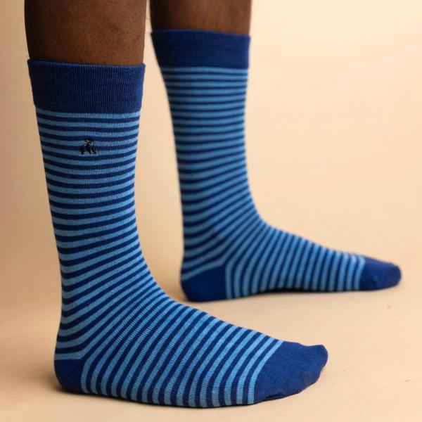 Swole PandaSocks SingleNarrow Stripes Bamboo Socks, Blue/navyBoxers & Briefs
