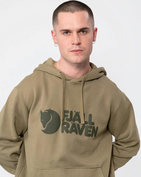 Fjällräven Fjallraven Logo Mens Hoodie - Light Olive 622