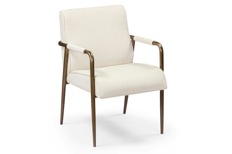 Wyld Haus Luxemburg Upholstered Cream Velvet and Brass Armchair