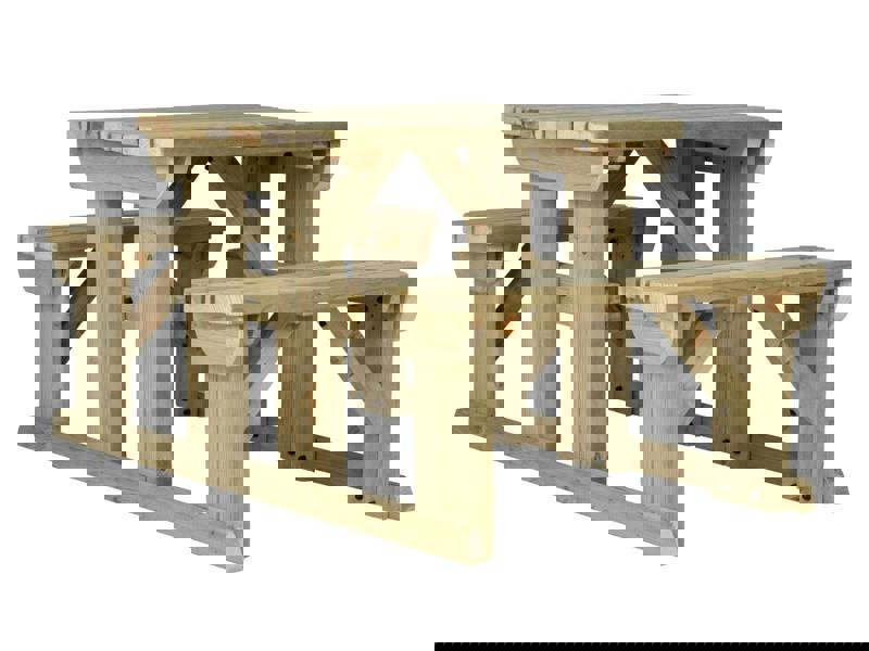 Abies Rounded Picnic Table and Benches Set - Wooden Outdoor Dining Set for Gardens and Patios