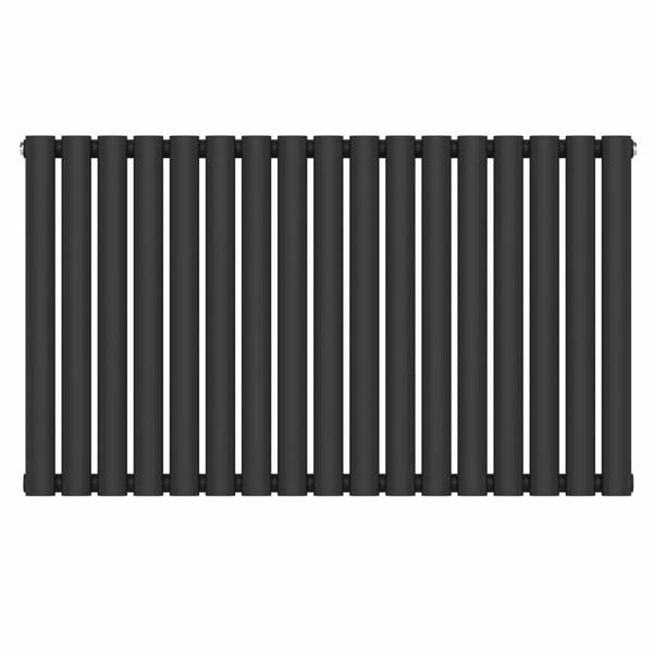 MYHOMEWARE Black 1020 x 600 mm Modern Horizontal Column Designer Radiator Oval Single Panel Radiator Heater
