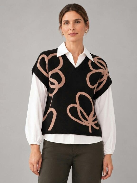 VIZ-A-VIZ Floral Mock Shirt Jumper