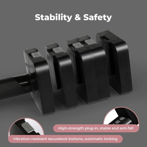 Centra Pair Adjustable Dumbbells 2.8kg-10kg Gym Training Metal Weight Block Set