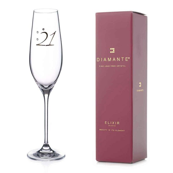 Diamante 21st Birthday Champagne Flute Adorned with Crystals by Swarovski®