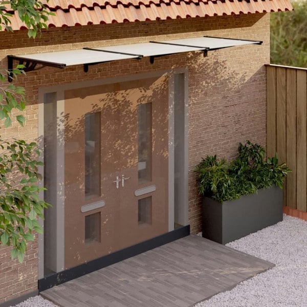 Berkfield Door Canopy Black and Transparent 358.5x90 cm Polycarbonate