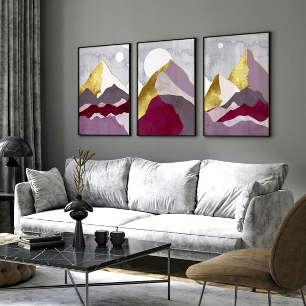 Wall prints living room | set of 3 Scandinavian wall art