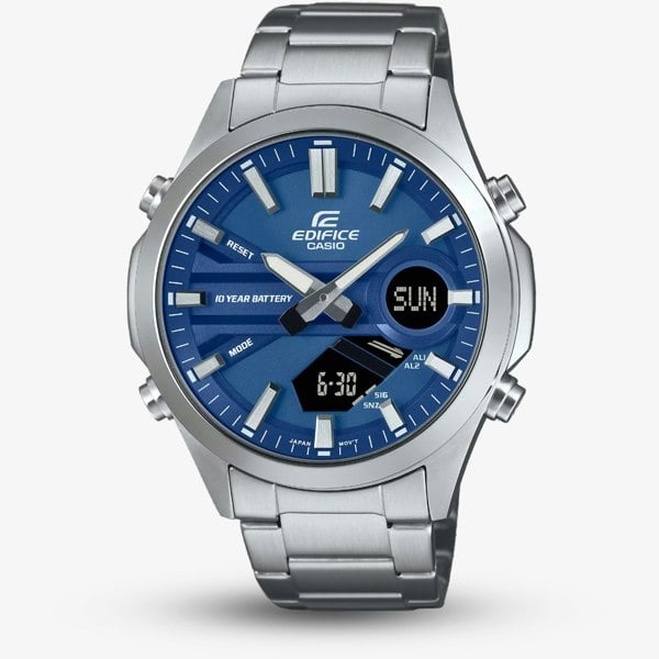 Casio Mens Edifice Classic Blue Dial Dual Display Watch EFV-C120D-2AEF