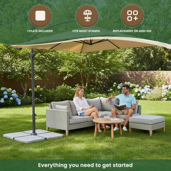 The Garden Marketplace Granite Cantilever Parasol Base Weight Plate 47 x 47cm (25kg)