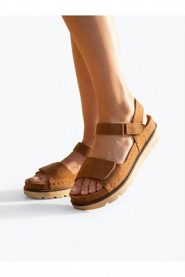 Violet Suede Platform Sandals - Camel_wb
