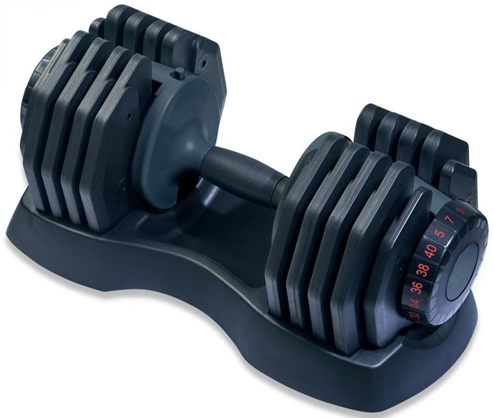 Strongology Home Fitness Single Adjustable Smart Dumbbell from 5kg to 40kg Training Weights in Black