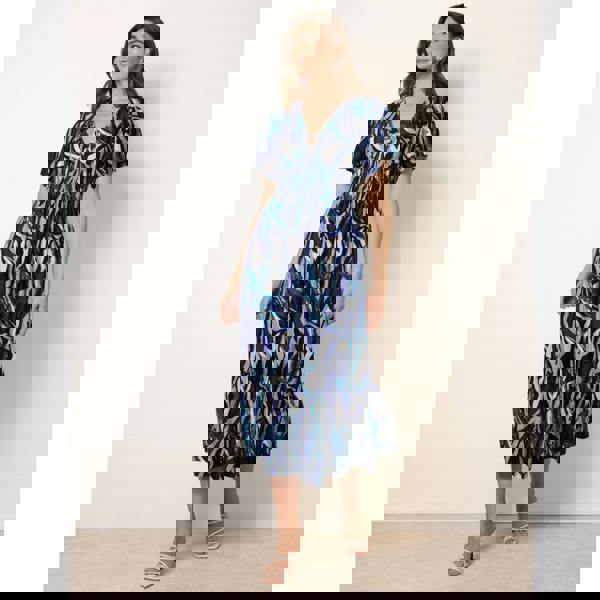 Blue Vanilla Ring Detail Printed Dress