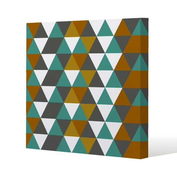 Benjamin Tate Design Autumn Geometric triangles Slim Style Canvas Print  40x40cm , 15mm Slim Real wood.