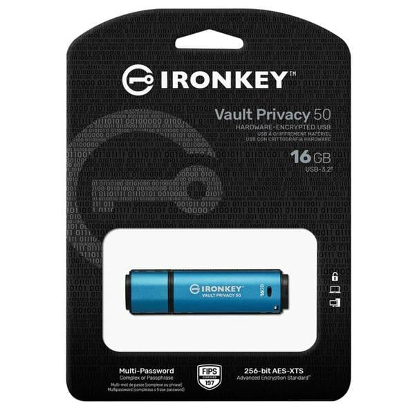 Kingston IronKey Vault Privacy 50 USB Flash Drive XTS AES Encrypted 16GB