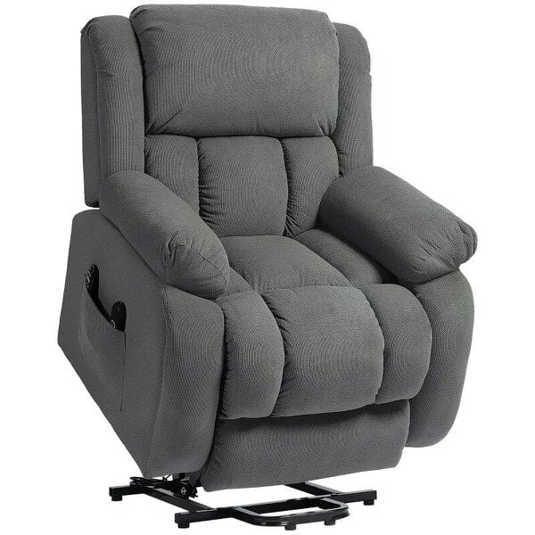 Recliner Armchair Lift Chair, Electric Recliner Chair with Vibration Massage and Heat, Wide Seat, USB Port, Grey