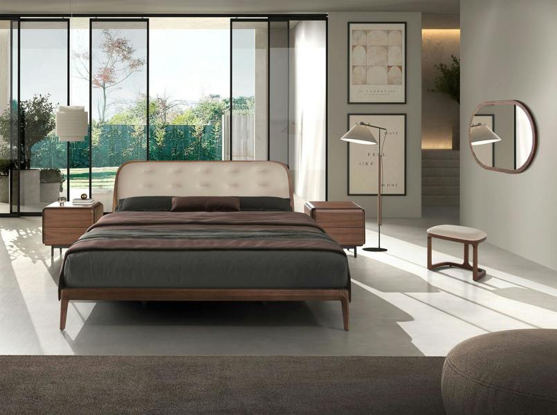 Angel Cerdá Bedside Table in Walnut, Wenge and Brown Metal Steel 7237