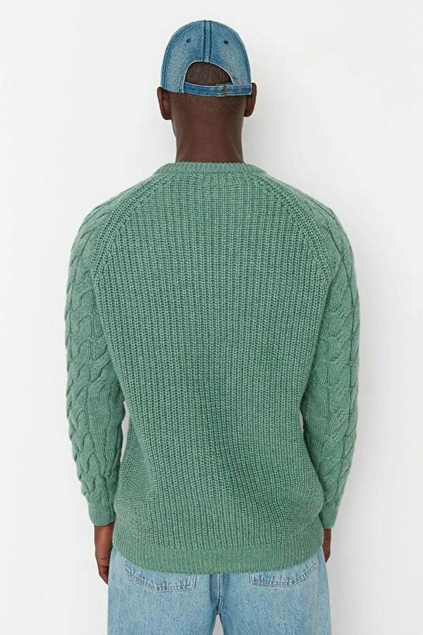 WOVCOR Regular Fit Woolen Crew Neck Knit Men's Sweater with Hair Knitting Detail