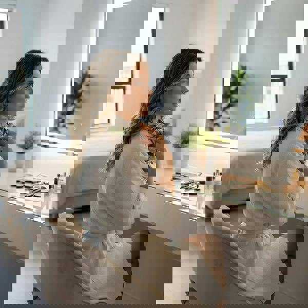 Anyyou Fashion Premium Satin Square Scarf – Elegant 201 Grey Beige Floral Silk-Feel Neckwrap for Women