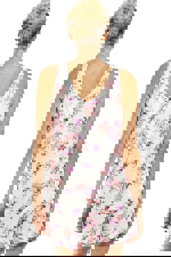 Camille Cream Lightweight Floral Print Short Pyjama Set