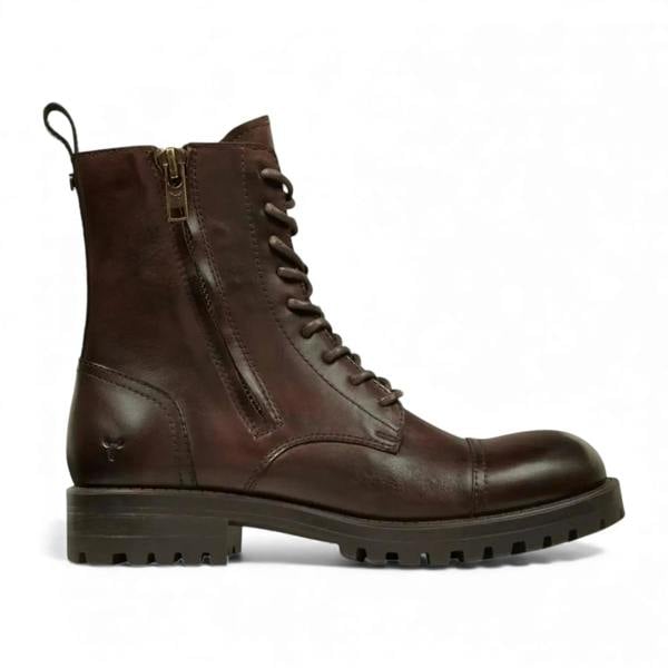 Windsorsmuth Willem - Men's Maroon Brown Leather Military Combat Boots