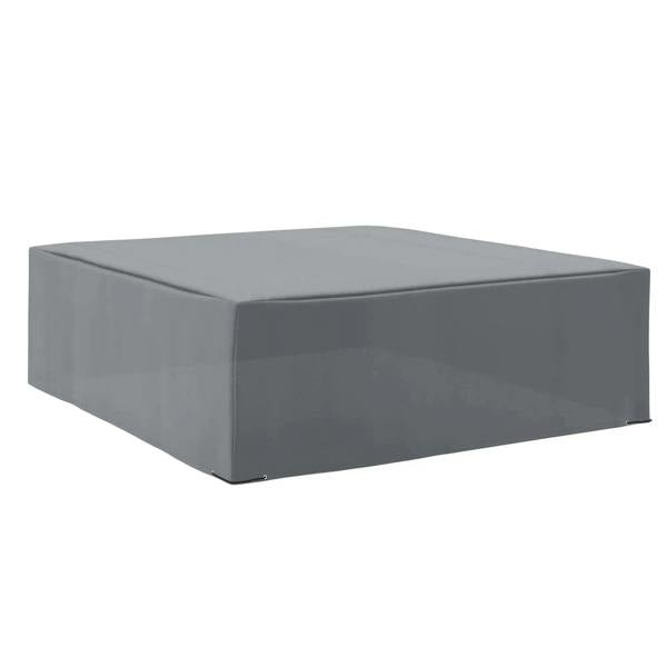 Grey outdoor rattan furniture protective cover, rectangular top with corner eyelets