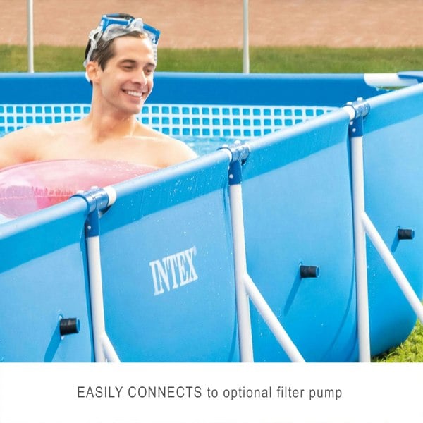 Intex Rectangular Metal Frame Pool 300 X200 X75 CM With Cover and Ground Cloth