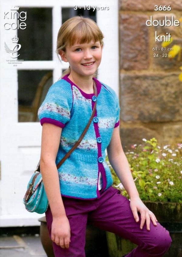 King Cole Big Value Knitting Pattern 3666, Dresses, Cardigans, Sweaters for Kids, 24 - 32 Inches - Intermediate