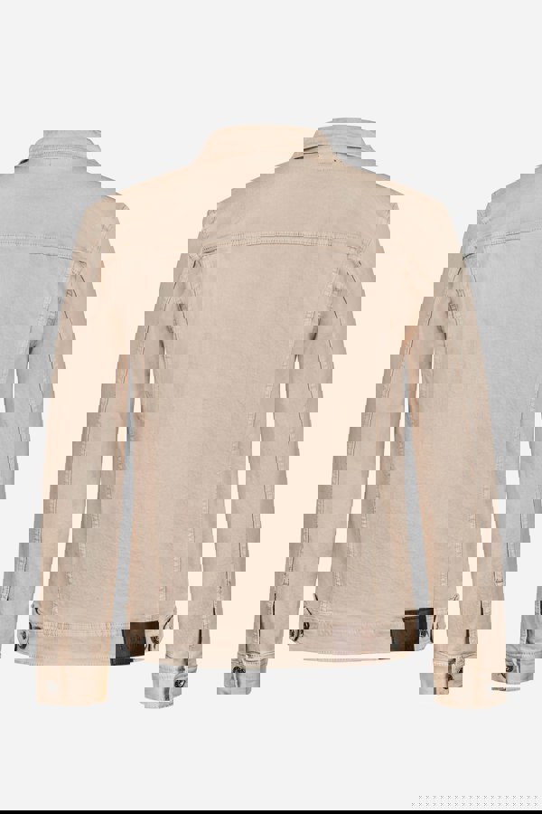 Mens Cream Regular Fit Over Dye Denim Jacket