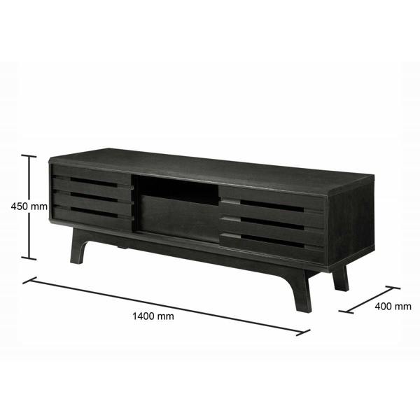 Timber Art Design Essentials TV Cabinet with Sliding Slatted Door and Shelf in Wenge Wood Effect