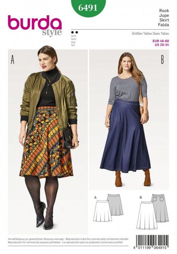 Burda Sewing Pattern 6491 Skirts For Women, 20 to 34 - Easy