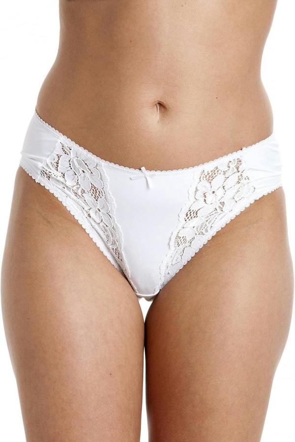 Camille Women's Briefs White Sheer Floral Lace Mesh Knickers 3 Pack Set
