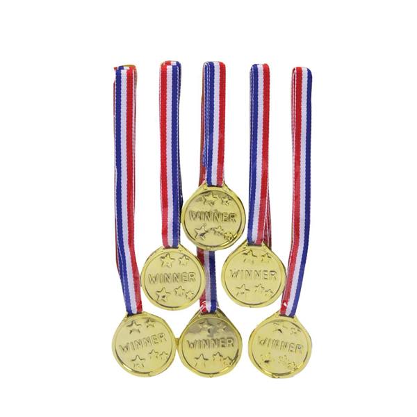 Bristol Novelty Fake Winner Medals (Pack Of 6) - Gold - 
