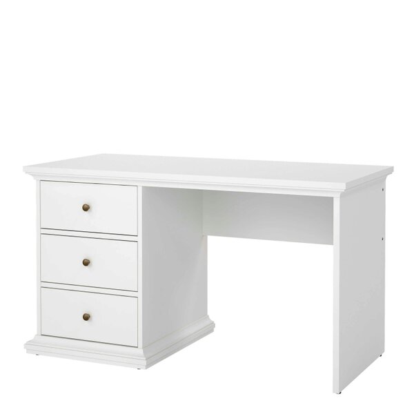 Wyld Haus Osaka Farmhouse White Wooden Desk 3 Drawers