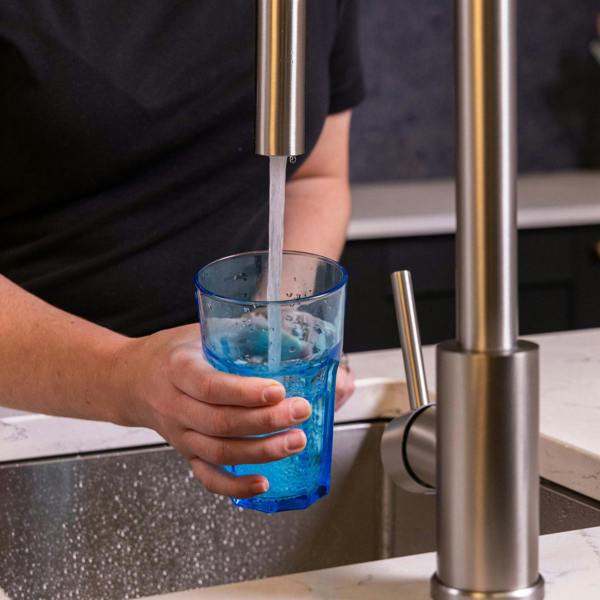 Flode Fjädra | Pull Out Kitchen Sink Mixer Tap | Spring Style Mixer Tap | Brushed Steel | Square Head