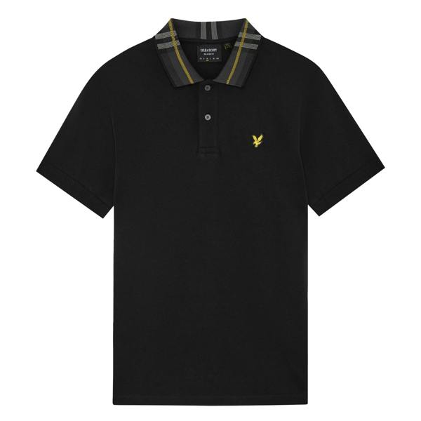 Lyle & Scott Tartan Collar Polo Shirt Jet Black